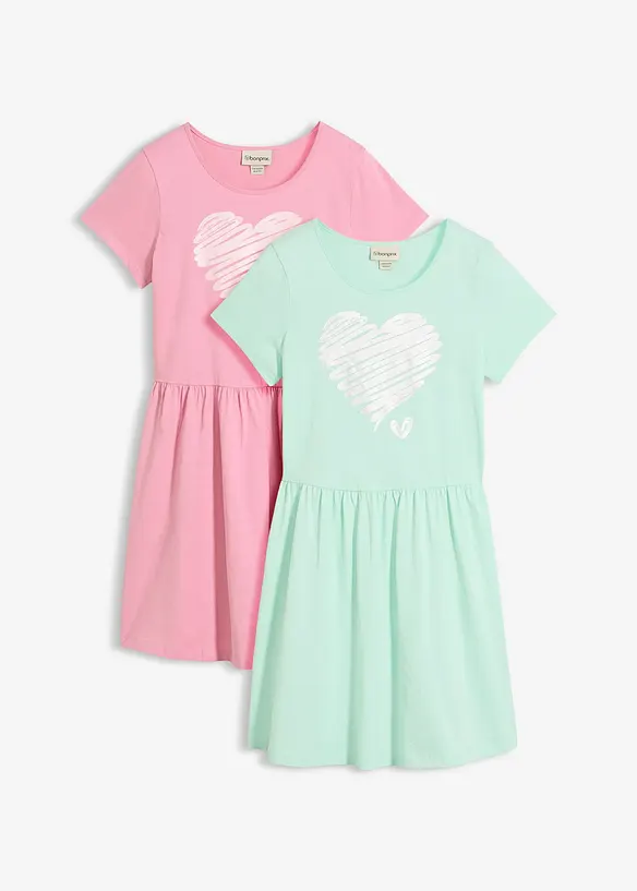 Jerseykjole i 100% &oslash;kologisk bomull (2-pack), bonprix