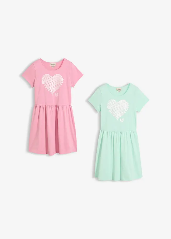 Jerseykjole i 100% &oslash;kologisk bomull (2-pack), bonprix