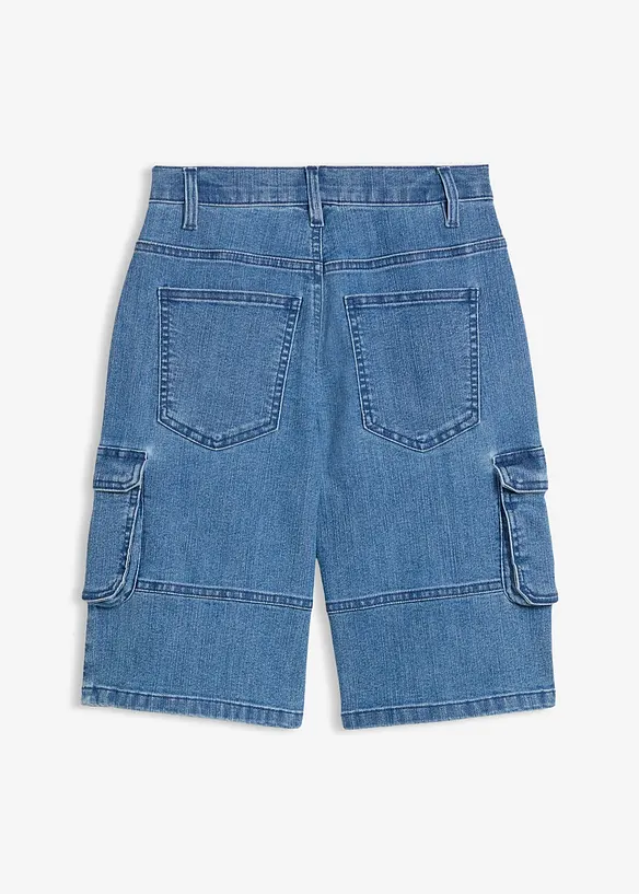 Cargo bermudashorts i denim med regulerbar linning, Loose Fit, bonprix