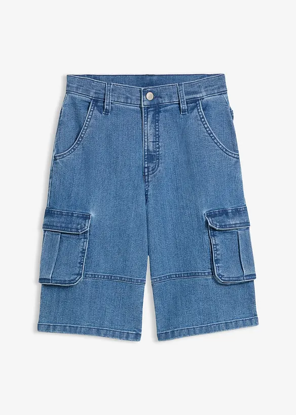 Cargo bermudashorts i denim med regulerbar linning, Loose Fit, bonprix
