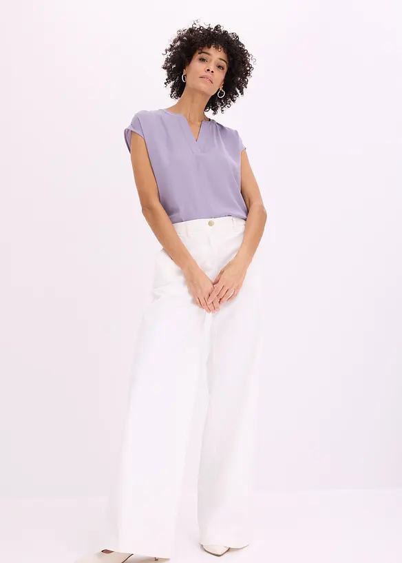 Kortermet satengtunika i ledig modell med lave skulders&oslash;mmer, bonprix