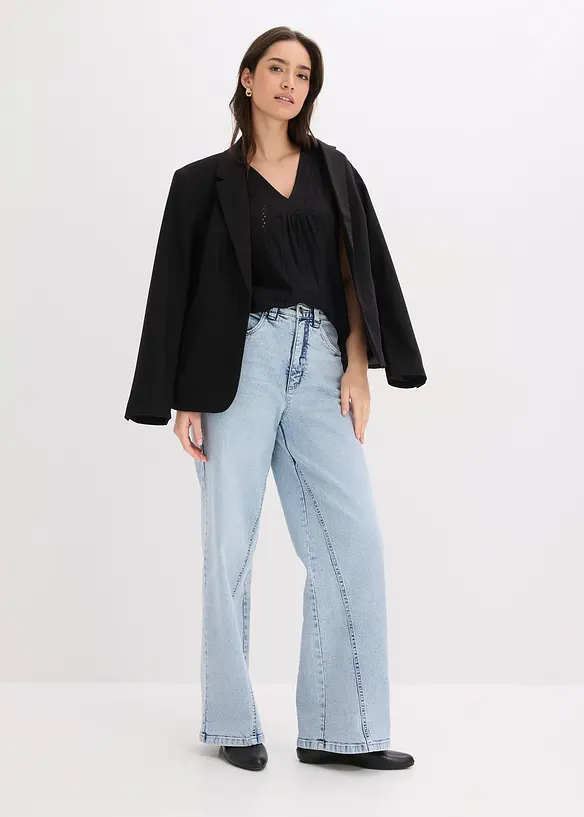 Topp med hullbroderi, bonprix