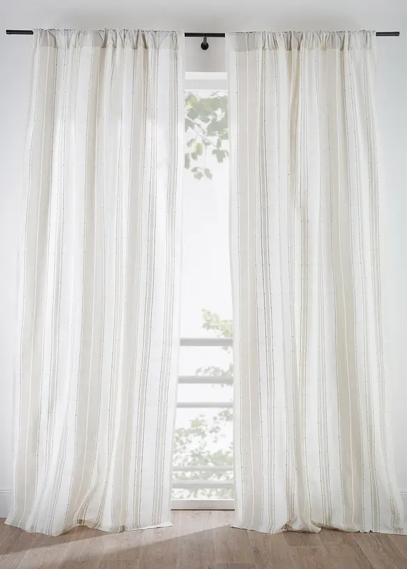 Gardin i &oslash;kologisk bomull med stripem&oslash;nster (1-pack), bonprix