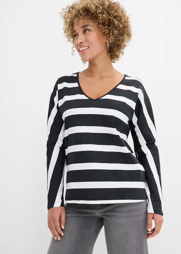 Langermet topp i 100% &oslash;kologisk bomull, bonprix