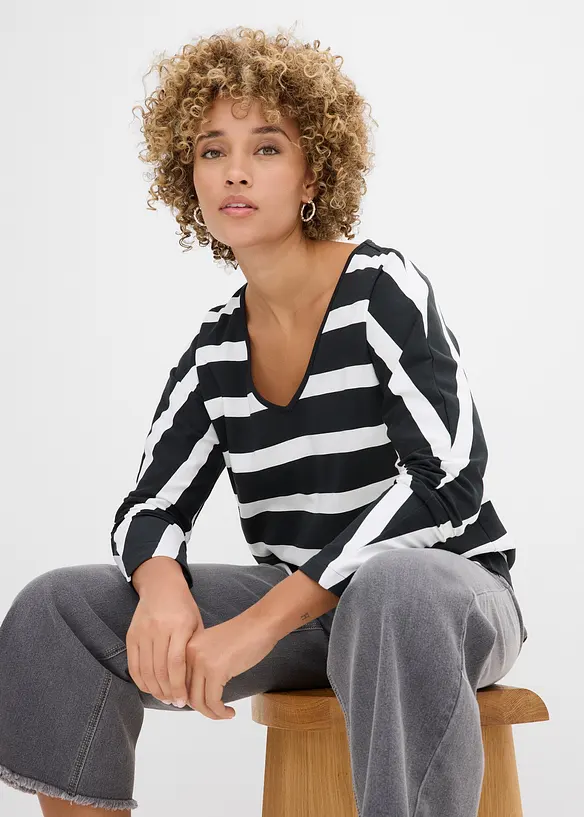 Langermet topp i 100% &oslash;kologisk bomull, bonprix