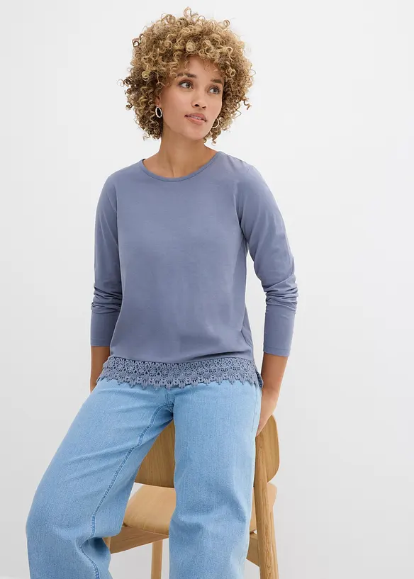 Langermet topp i 100% bomull (2-pack), bonprix