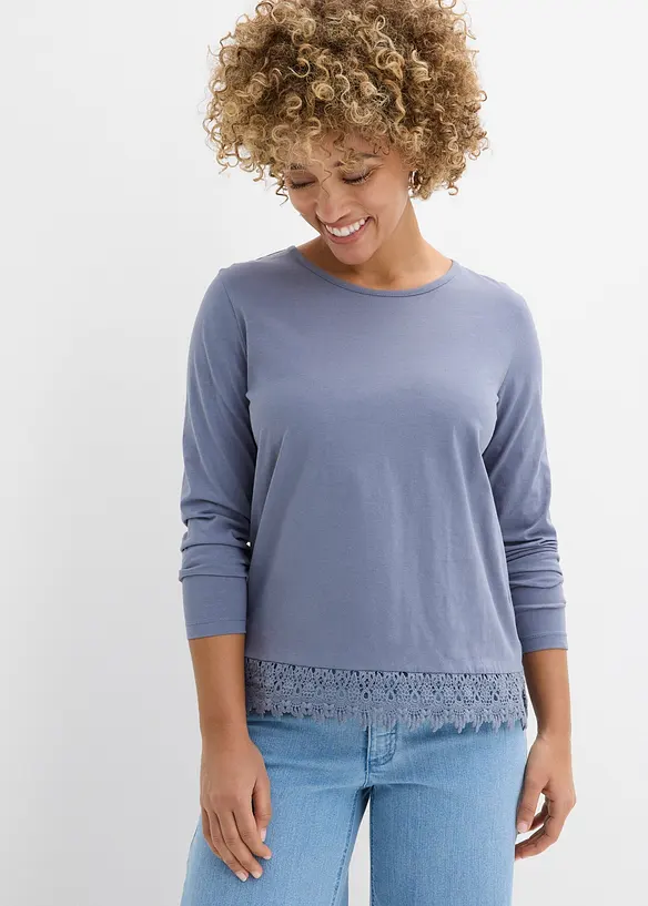 Langermet topp i 100% bomull (2-pack), bonprix