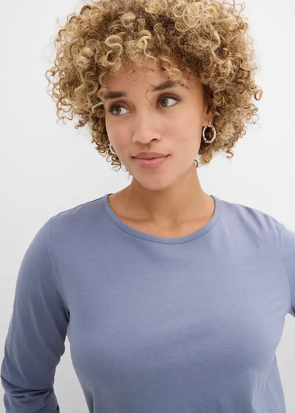 Langermet topp i 100% bomull (2-pack), bonprix