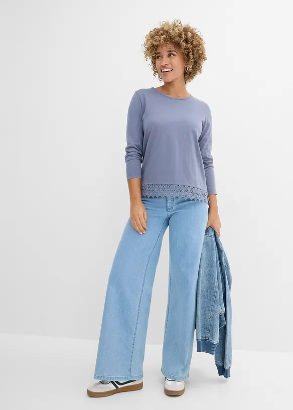 Langermet topp i 100% bomull (2-pack), bonprix