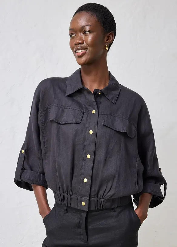 Bomberjakke i 100% lin, bonprix