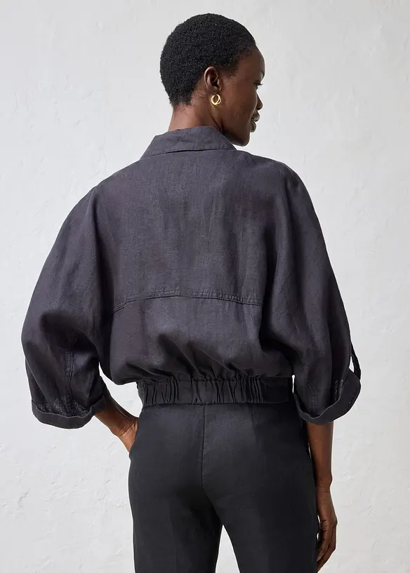 Bomberjakke i 100% lin, bonprix