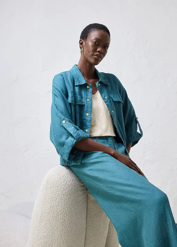 Bomberjakke i 100% lin, bonprix