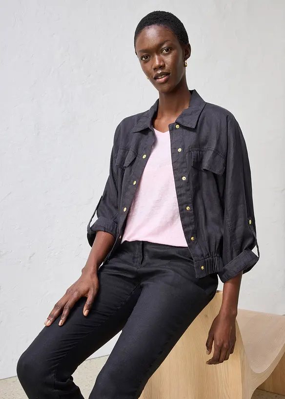 Bomberjakke i 100% lin, bonprix