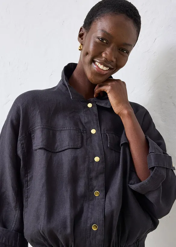 Bomberjakke i 100% lin, bonprix