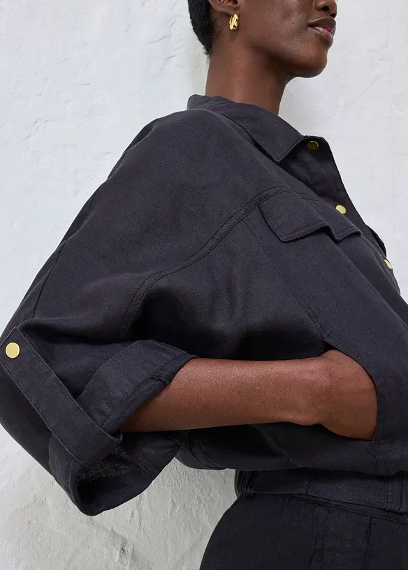 Bomberjakke i 100% lin, bonprix