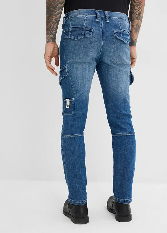 Regular fit-cargojeans i lett denim med stretchlinning, Straight, bonprix