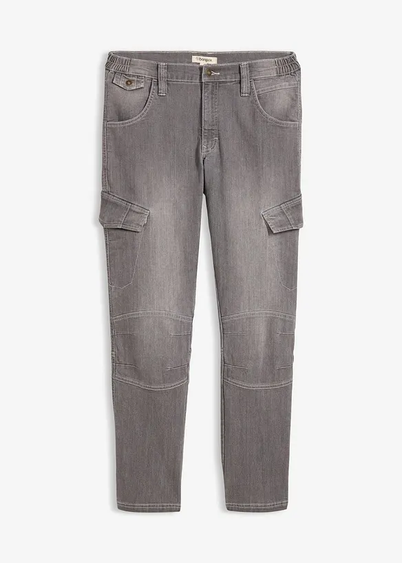 Regular fit-cargojeans i lett denim med stretchlinning, Straight, bonprix