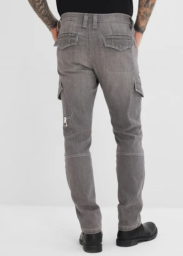 Regular fit-cargojeans i lett denim med stretchlinning, Straight, bonprix