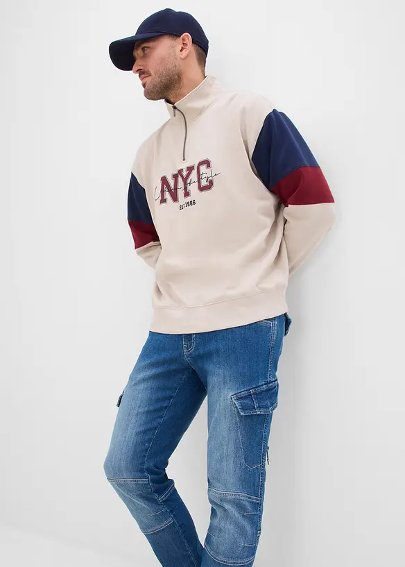 Regular fit-cargojeans i lett denim med stretchlinning, Straight, bonprix