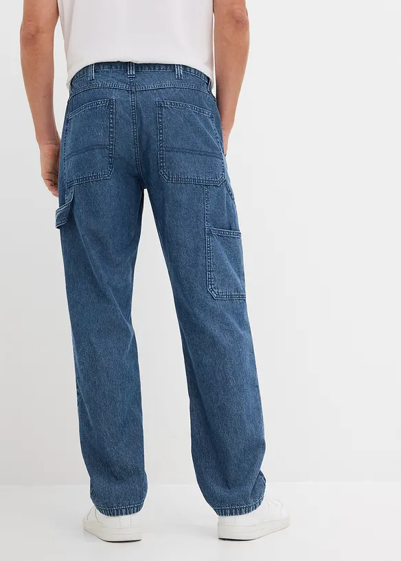 Relaxed fit Carpenter-jeans med stretchlinning, Straight, bonprix