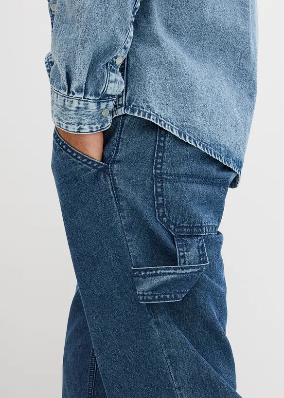 Relaxed fit Carpenter-jeans med stretchlinning, Straight, bonprix