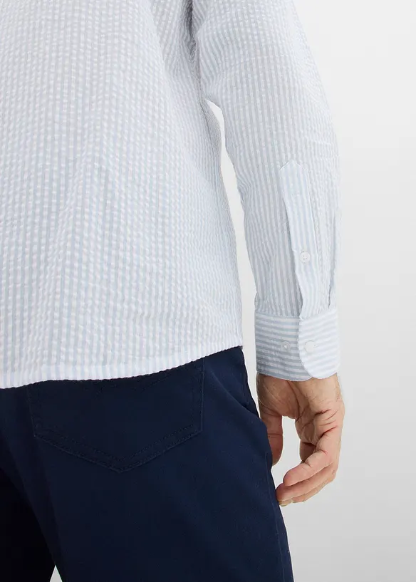 Langermet skjorte i krepp, Regular fit, bonprix