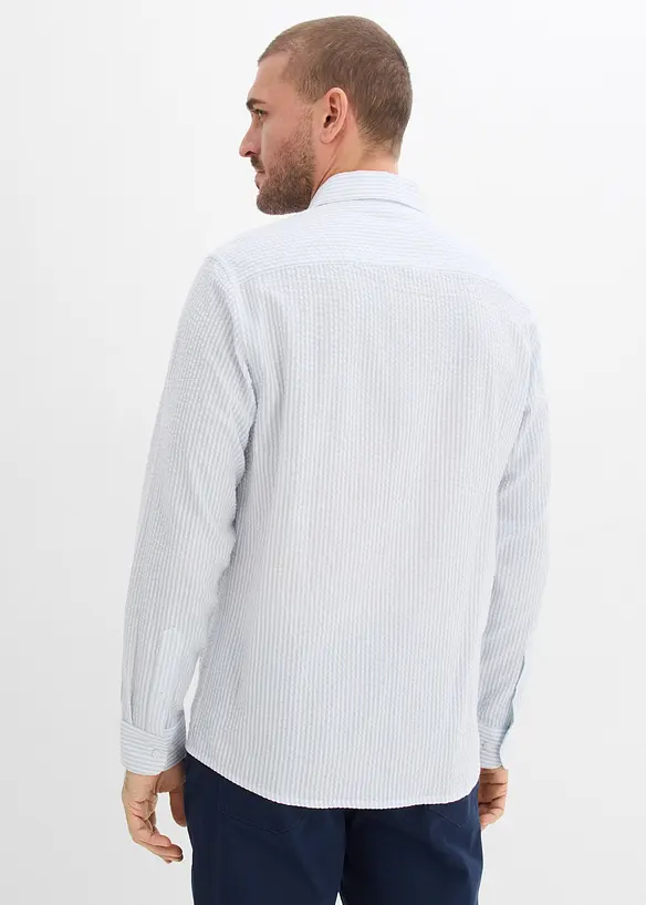 Langermet skjorte i krepp, Regular fit, bonprix