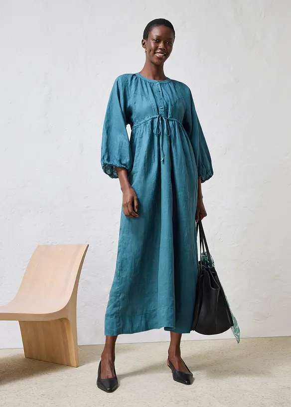 Maxikjole i 100% lin, bonprix