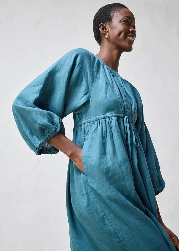 Maxikjole i 100% lin, bonprix