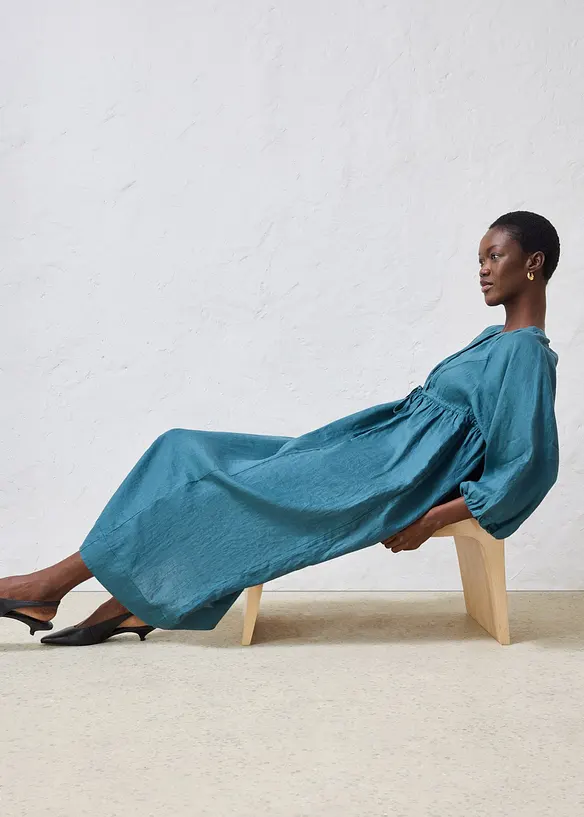 Maxikjole i 100% lin, bonprix