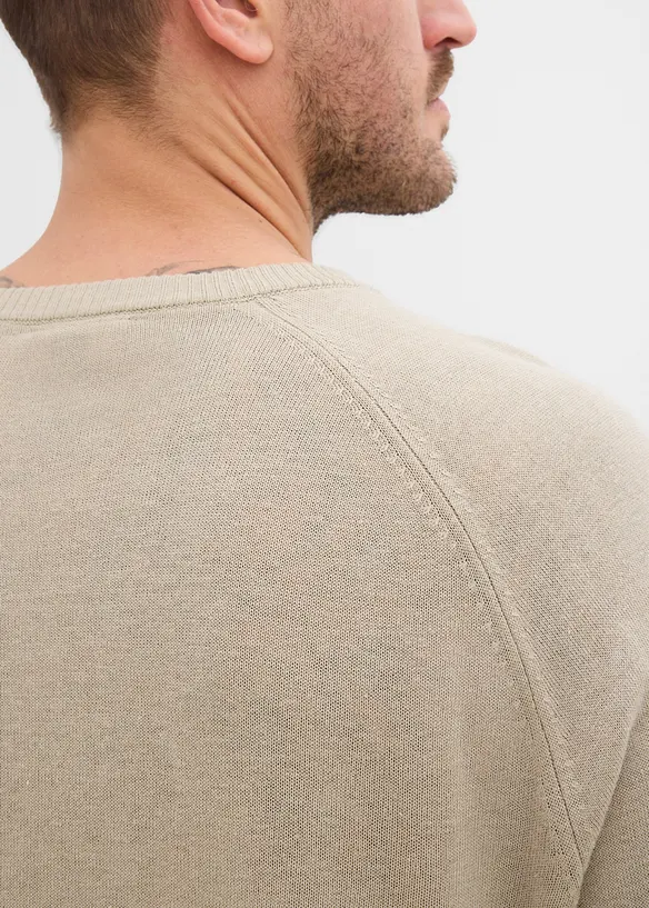 Lett, finstrikket genser med lin, bonprix