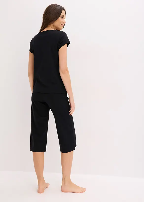 Pyjamas med vid capribukse, bonprix
