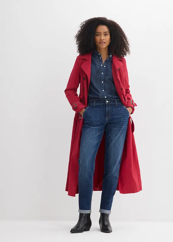 Boyfriend jeans, Mid Waist, strikklinning, bonprix