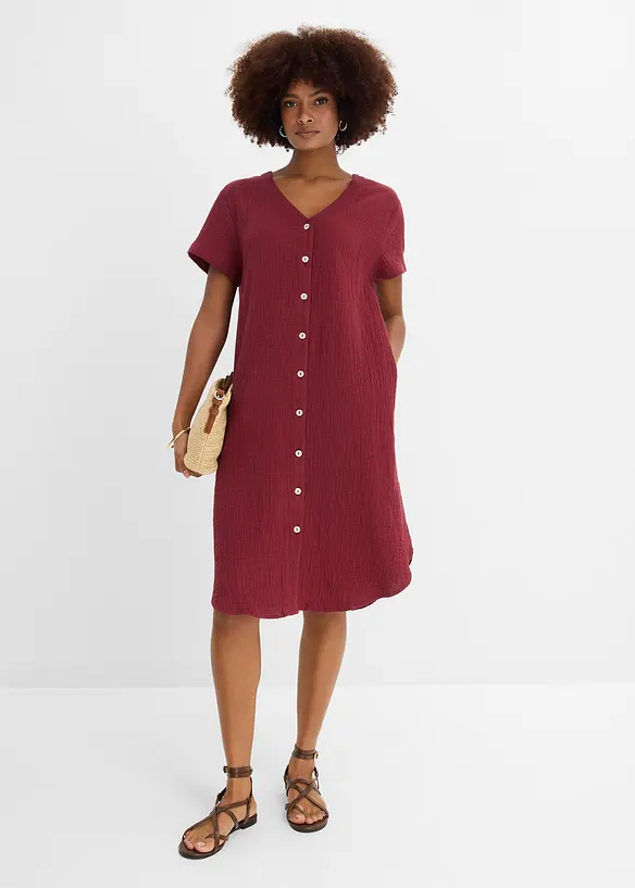 Skjortekjole i myk musselin, bonprix