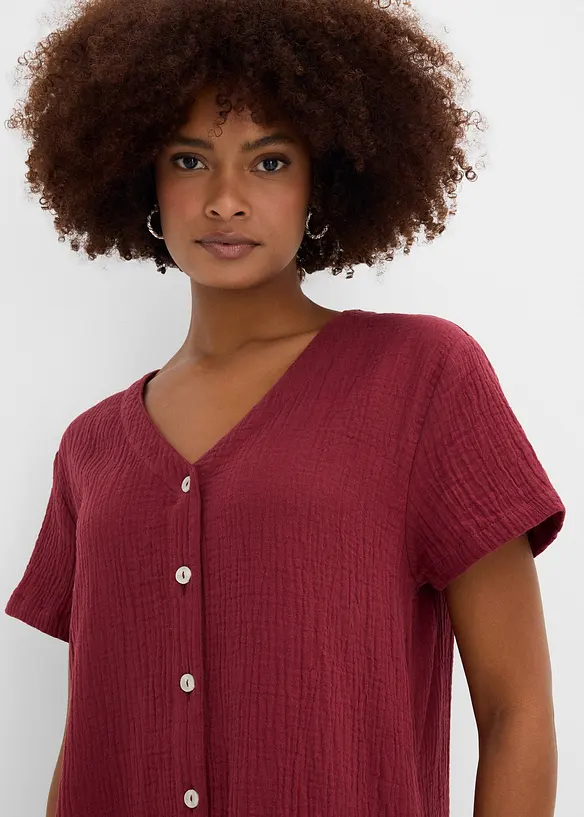 Skjortekjole i myk musselin, bonprix