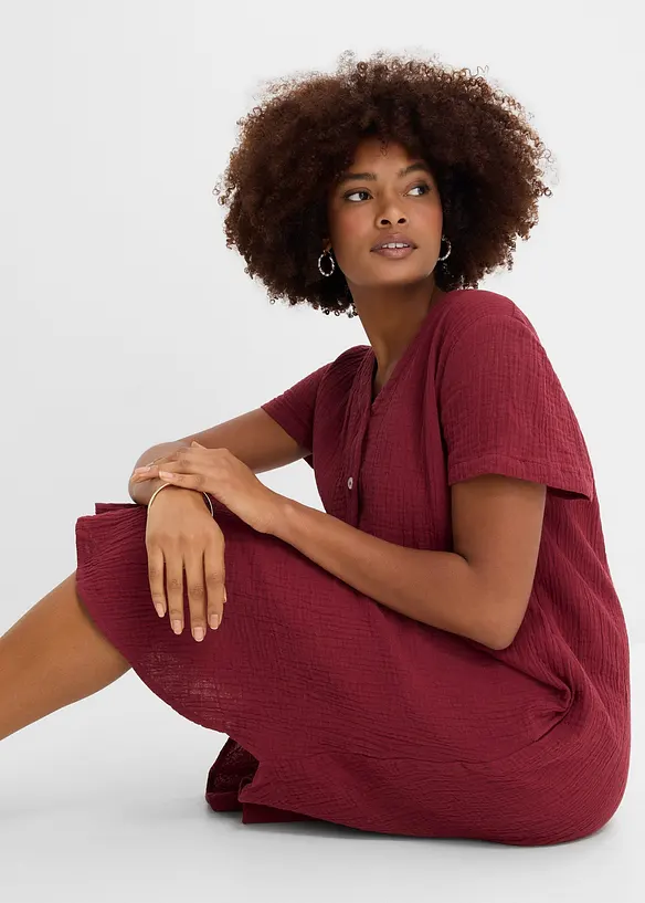 Skjortekjole i myk musselin, bonprix