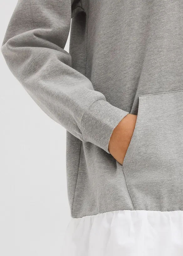 Sweatshirtkjole med fald i ballongstil, bonprix