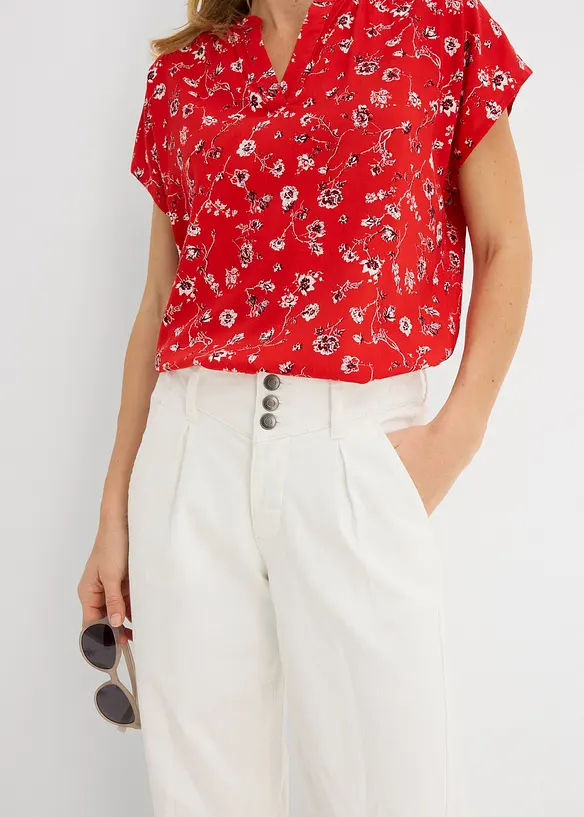 Cropped, Wide Leg-jeans High Waist, komfortlinning, bonprix