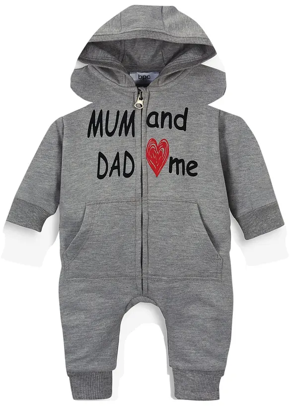 Jerseyoverall med glidel&aring;s og hette, bonprix