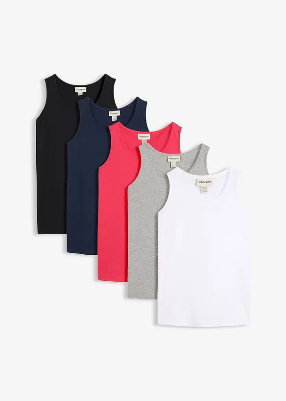 Lang topp i 100% bomull (5-pack), bonprix