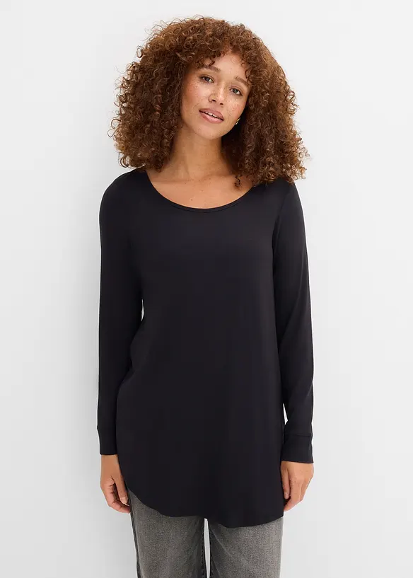 Langermet, lang topp i viskose, bonprix