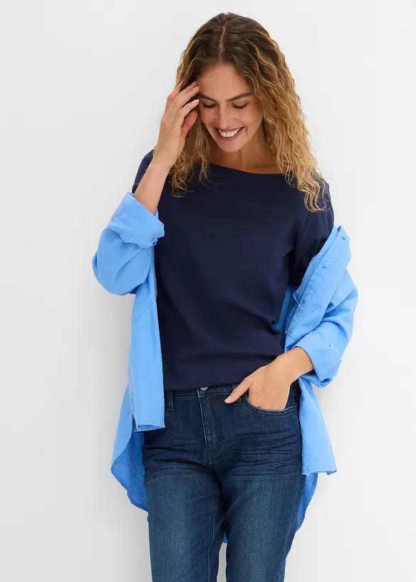 Langermet topp i 100% &oslash;kologisk bomull, bonprix