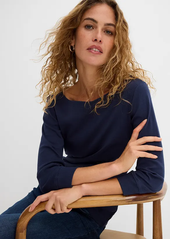 Langermet topp i 100% &oslash;kologisk bomull, bonprix