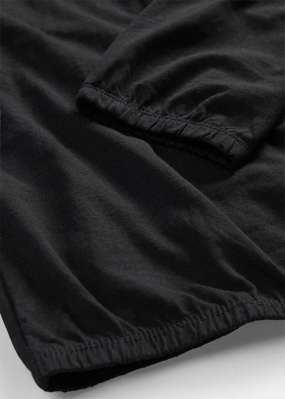 Langermet topp i 100% bomull med strikk, bonprix