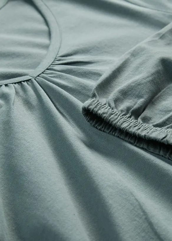 Langermet topp i 100% bomull med strikk, bonprix