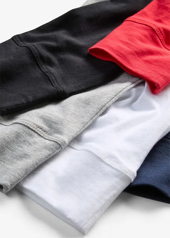 Lang, langermet topp med rund hals (5-pack), bonprix