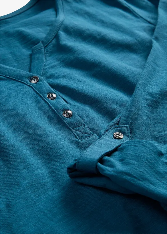 Topp i 100% &oslash;kologisk bomull med knappestolpe, bonprix