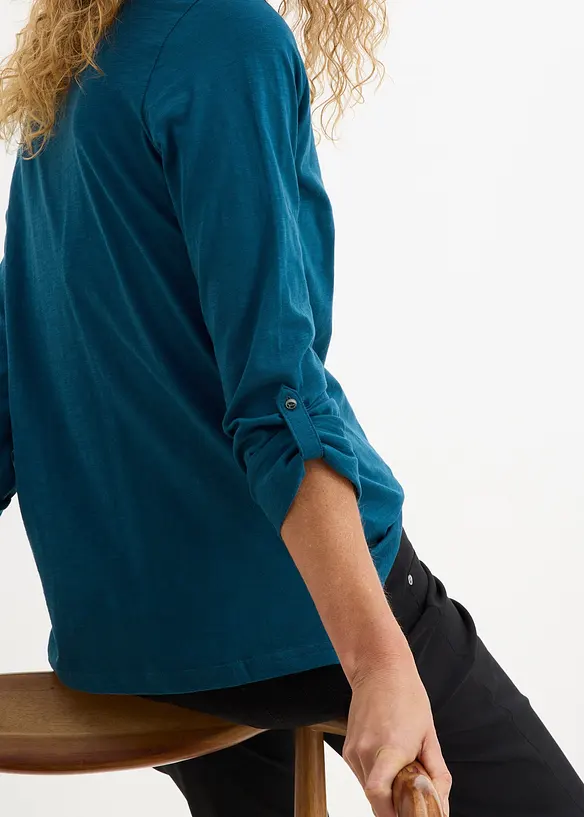 Topp i 100% &oslash;kologisk bomull med knappestolpe, bonprix