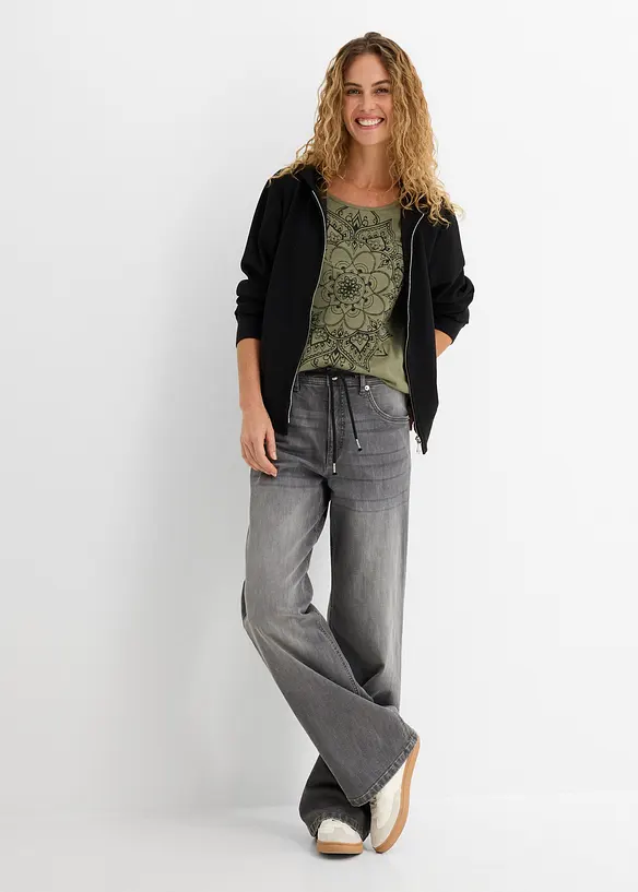 Topp i flammegarn, kort arm, bonprix