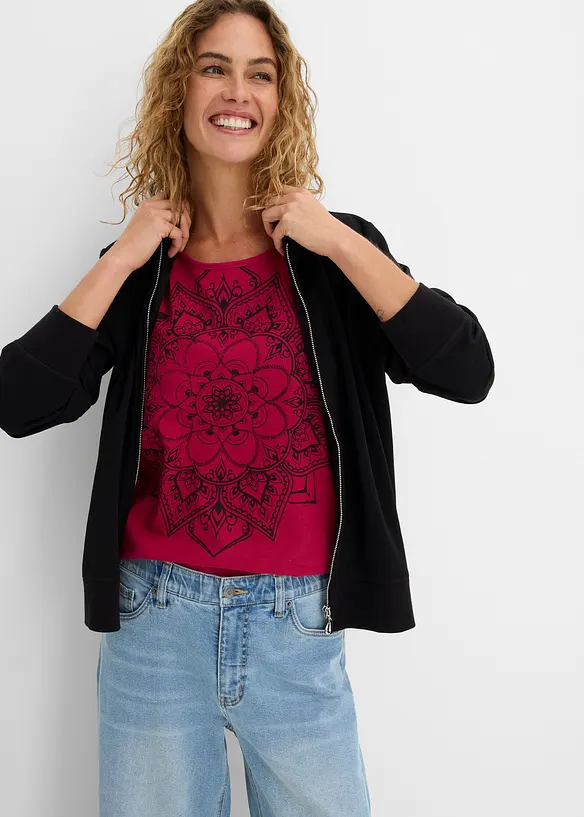 Topp i flammegarn, kort arm, bonprix